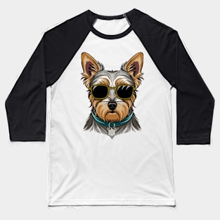 Yorkshire Terrier With Sunglasses Baseball T-Shirt